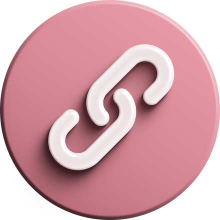 Pink round 3D link icon